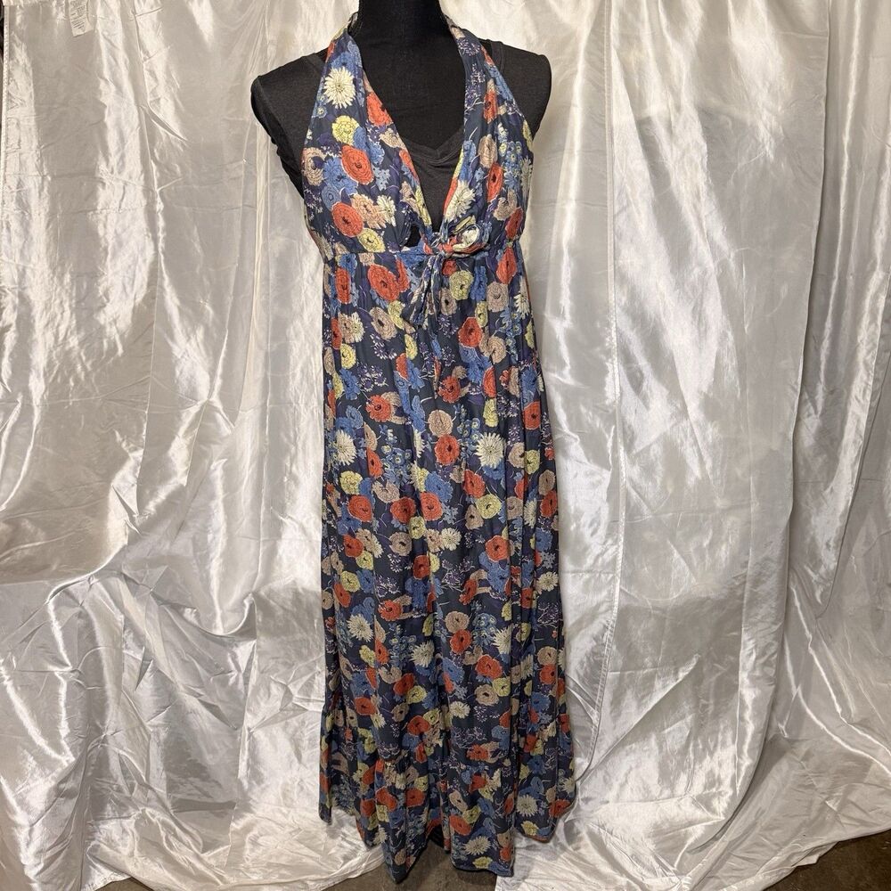Anthropologie Lil Brand Floral Dress Empire Waist Maxi Silk-Cotton Size 2 Lined